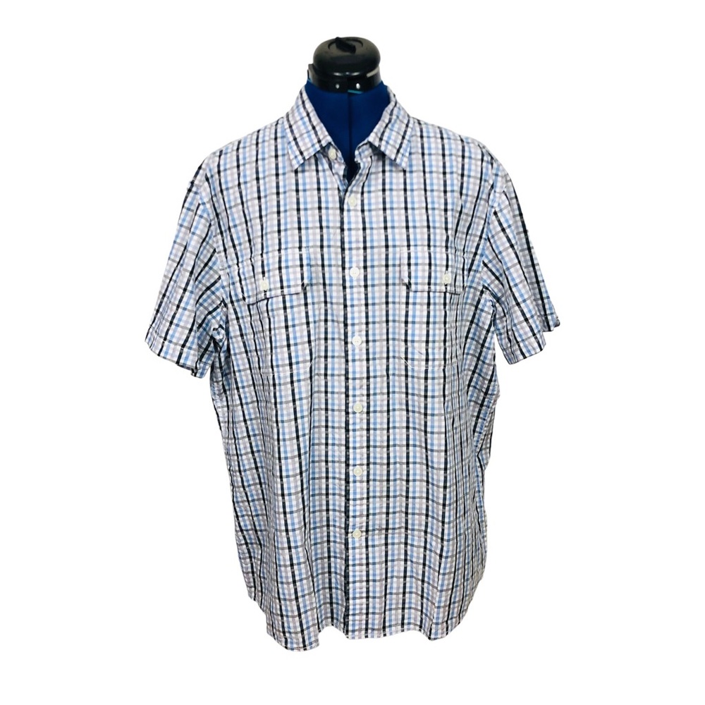 Michael Kors Blue and White Casual Button Down Shirt